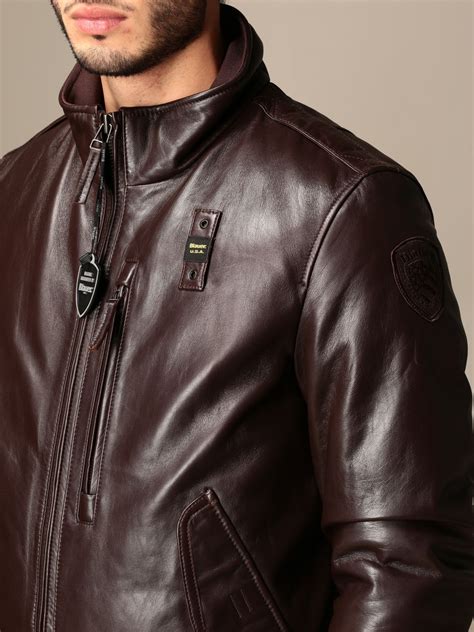 giacca pelle versace uomo|Giacca in pelle con zip e logo .